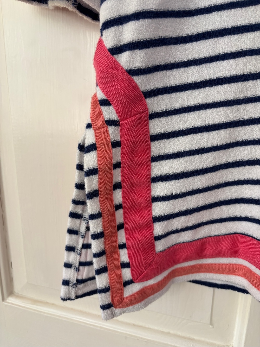 Cabana Life Navy & White Striped Terry Cloth Swim Coverup Coral Trim Size XL - Picture 3 of 11